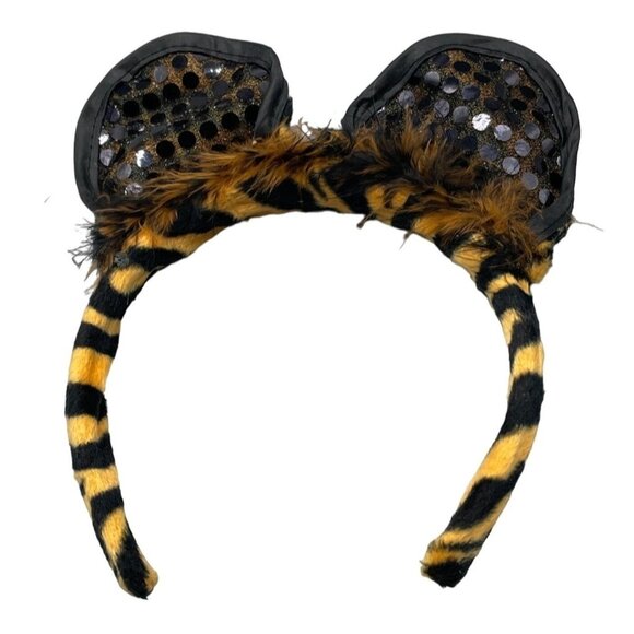 costume animal cat ears headband embellished black yellow dress up one size READ - Picture 1 of 7
